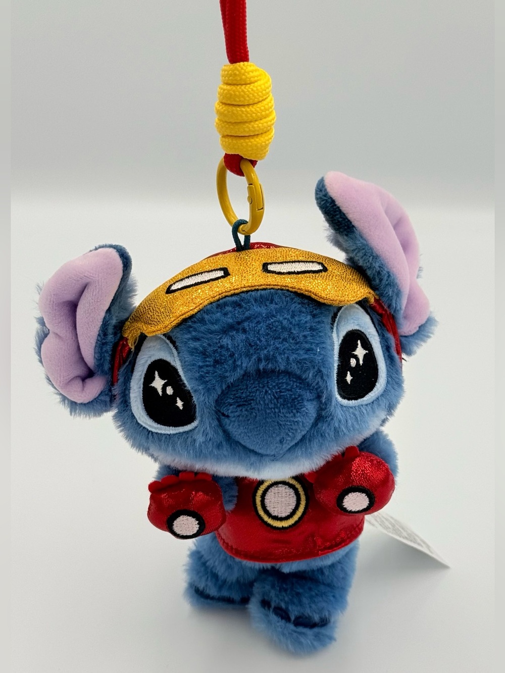 Disney Stitch Plush Keychain in Blue with Pink Ears